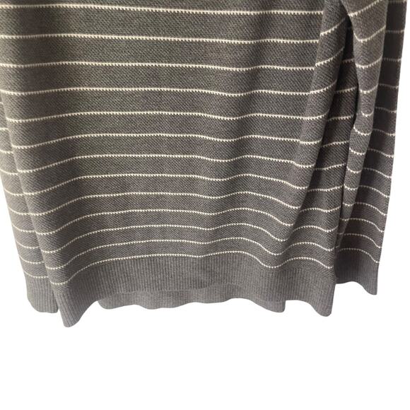 GAP Women Medium Grey Merino Wool Blend V Neck Striped Long Sleeve Sweater - Picture 3 of 8